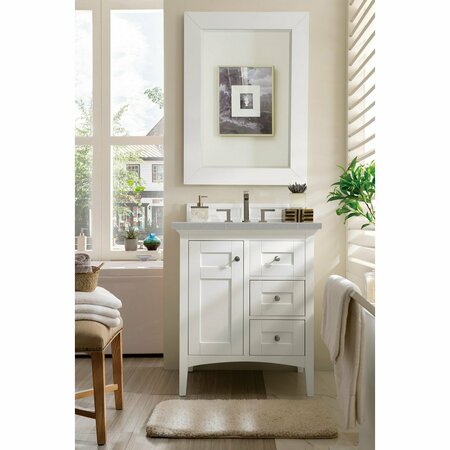 James Martin Vanities Palisades 30in Single Vanity, Bright White w/ 3 CM Eternal Serena Quartz Top 527-V30-BW-3ESR